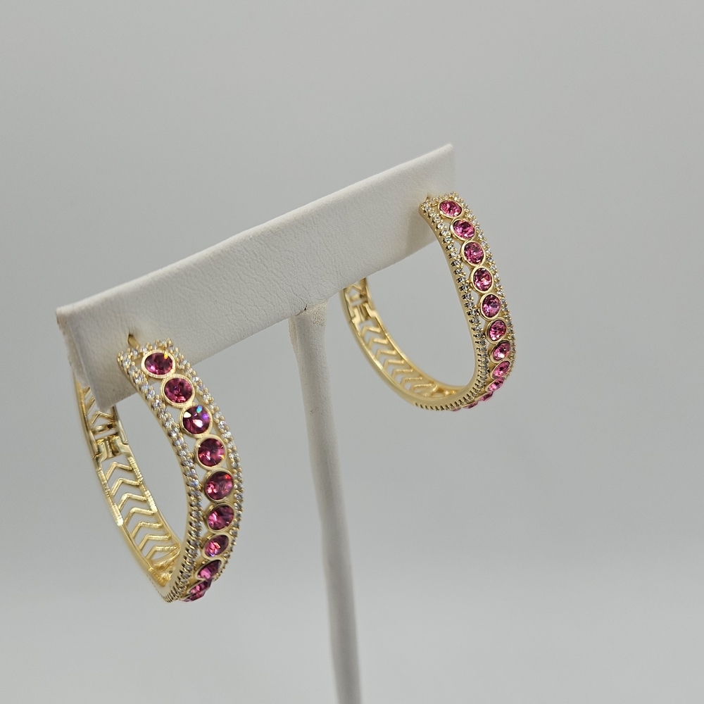 Elegant Gold and Pink Hoop Earrings